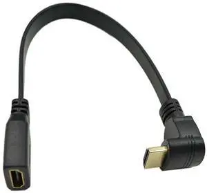 Vszerda 1FT Flat Slim High Speed HDMI Extension Cable A Female to 90 Degree Down Angle A Male Cord