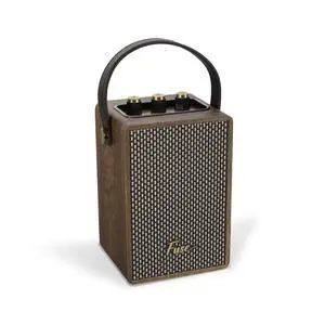 Andle Vintage Retro Bluetooth Speaker with Vegan Leather Handle | Portable Speaker with Smartphone Connection | USB & AUX Input | Stylish Brown Wood Exterior Andle Vintage Retro Bluetooth Speaker with Vegan Leather Handle | Portable Speaker with Smartphone Connection | USB & AUX Input | Stylish Brown Wood Exterior