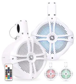 BWT8LED 600W Peak (300W RMS) 8" White Marine Tower Speakers | With Multi-Color LED Lighting and Remote for Boats/ATV/UTV/Motorcycles/SxS/Golf Cart BWT8LED 600W Peak (300W RMS) 8" White Marine Tower Speakers | With Multi-Color LED Lighting and Remote for Boats/ATV/UTV/Motorcycles/SxS/Golf Cart