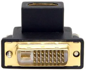 Vszerda HDMI to DVI Adapter,DVI Male to HDMI Female 90 Degree UP Angled Gold Plating Bidirectional Converter Adapter for TV, Monitor, Computer
