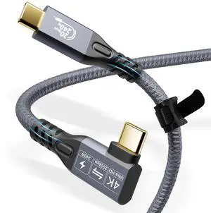 BUCIER USB C 3.2 Gen-2 4K 240W Thunderbolt 3 Extension Charging Data Cable 1M 3.3FT 90 Degree Elbow 20Gbps Data Transfer 48V 5A 4K@60Hz Video Cable Compatible with MacBook M1/M2/M3