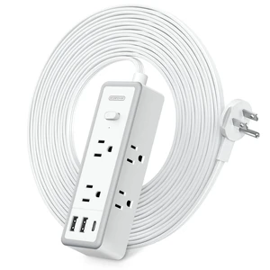 Flat Plug Power Strip, Extension Cord 25 ft, 9-in-1 Ultra Thin Extension Cord with 6 AC and 3 USB Ports(1 USB C), Compact Power Strip, Office, College Dorm Essentials Flat Plug Power Strip, Extension Cord 25 ft, 9-in-1 Ultra Thin Extension Cord with 6 AC and 3 USB Ports(1 USB C), Compact Power Strip, Office, College Dorm Essentials