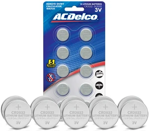 Powermax ACDelco CR2032 3V Lithium Coin Cell Battery, Watch and Electronics Button Batteries, 10-Count,Silver,AC669 Powermax ACDelco CR2032 3V Lithium Coin Cell Battery, Watch and Electronics Button Batteries, 10-Count,Silver,AC669