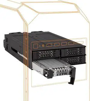 ICY DOCK 4 x 2.5 NVMe U.2/U.3 SSD PCIe 4.0 Mobile Rack for 5.25"" Bay with OCuLink | ToughArmor MB699VP-B V3