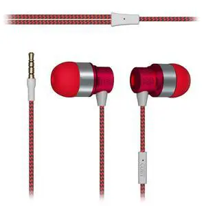 Noise Isolating Metal Wired Earbuds| Wired Headphones w/Tangle Free Braided Wire |Built-in Microphone for Ear Buds| Noise Canceling Headphones w/ 3.5mm AUX| S/M/L Comfort Ear Gels| Red Noise Isolating Metal Wired Earbuds| Wired Headphones w/Tangle Free Braided Wire |Built-in Microphone for Ear Buds| Noise Canceling Headphones w/ 3.5mm AUX| S/M/L Comfort Ear Gels| Red