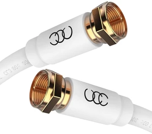 RG6 Coaxial Cable 30 FT, CL3 White Coax Cord TV Cable Wire, in-Wall Rated-Digital Audio Video Satellite Cable Extension, Gold Plated Compression Connectors - White RG6 Coaxial Cable 30 FT, CL3 White Coax Cord TV Cable Wire, in-Wall Rated-Digital Audio Video Satellite Cable Extension, Gold Plated Compression Connectors - White