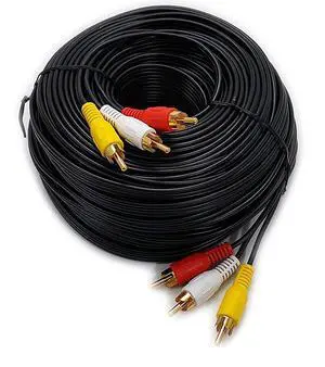 (100 Feet) Long 3RCA Composite Video Audio A/V AV Cable - Gold Plated | Composite AV Audio Video, Gold-Plated Connectors, Yellow Red White, For TV DVD VCR VHS Satellite Home Theater (100 Feet) Long 3RCA Composite Video Audio A/V AV Cable - Gold Plated | Composite AV Audio Video, Gold-Plated Connectors, Yellow Red White, For TV DVD VCR VHS Satellite Home Theater