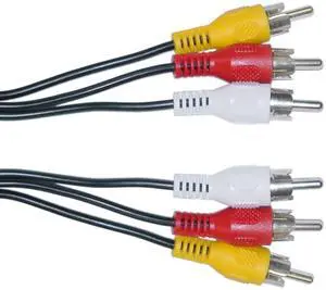 RCA Audio/Video Cable, A/V Cable, 3 RCA Male to 3 RCA Male, RCA Composite Video and Stereo Audio Cord, TV, DVD, CD, Black, 12 feet, RCA Audio Video Cable Male to Male RCA Audio/Video Cable, A/V Cable, 3 RCA Male to 3 RCA Male, RCA Composite Video and Stereo Audio Cord, TV, DVD, CD, Black, 12 feet, RCA Audio Video Cable Male to Male