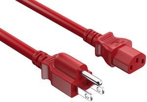 CableLeader 4ft 14 AWG Universal Power Cord IEC320 C13 to NEMA 5-15P, Extension Power Cord, Compatible with Computers, Monitors, Printers & TVs, Red, Pack of 1