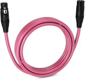 LyxPro 10 Feet XLR Microphone Cable Balanced Male to Female 3 Pin Mic Cord for Powered Speakers Audio Interface Professional Pro Audio Performance and Recording Devices - Pink