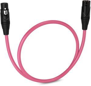 LyxPro 1.5 Feet XLR Microphone Cable Balanced Male to Female 3 Pin Mic Cord for Powered Speakers Audio Interface Professional Pro Audio Performance and Recording Devices - Pink