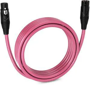 LyxPro 15 Feet XLR Microphone Cable Balanced Male to Female 3 Pin Mic Cord for Powered Speakers Audio Interface Professional Pro Audio Performance and Recording Devices - Pink