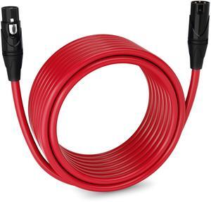 LyxPro 30 Feet XLR Microphone Cable Balanced Male to Female 3 Pin Mic Cord for Powered Speakers Audio Interface Professional Pro Audio Performance and Recording Devices - Red