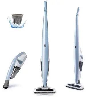 DS1020 16V Cordless Stick Vacuum Lightweight 2-in-1 Handheld, LED Headlight with 2-Speed Power Control for Hardwood Floor, Carpet & Pet Hair, 16 Volts, Gray-Blue