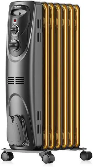 PHO15A2AGB, Basic Electric Oil Filled Radiator,black space heater, 26.10 x 14.20 x 11.00