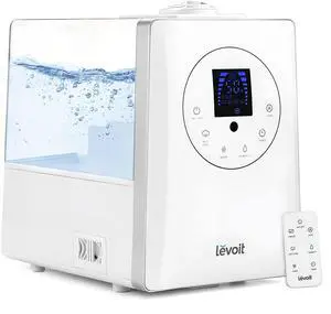 Humidifiers for Bedroom Large Room Home, 6L Warm and Cool Mist Ultrasonic Air Vaporizer for Plants and Whole House, Built-in Humidity Sensor, Essential Oil Diffuser, Whisper Quiet, Timer, White