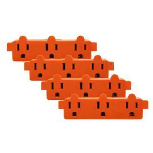 Heavy Duty 3 Grounded Multi Outlet Adapter, Orange Wall Plug, 4 Pk Heavy Duty 3 Grounded Multi Outlet Adapter, Orange Wall Plug, 4 Pk