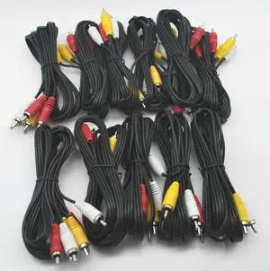 LOT OF 10 NEW 6 Ft RCA AUDIO/VIDEO COMPOSITE CABLES DVD/VCR/SAT YELLOW RED & WHITE CONNECTORS LOT OF 10 NEW 6 Ft RCA AUDIO/VIDEO COMPOSITE CABLES DVD/VCR/SAT YELLOW RED & WHITE CONNECTORS