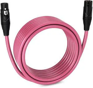LyxPro 25 Feet XLR Microphone Cable Balanced Male to Female 3 Pin Mic Cord for Powered Speakers Audio Interface Professional Pro Audio Performance and Recording Devices - Pink