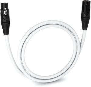 LyxPro 3 Feet XLR Microphone Cable Balanced Male to Female 3 Pin Mic Cord for Powered Speakers Audio Interface Professional Pro Audio Performance and Recording Devices - White