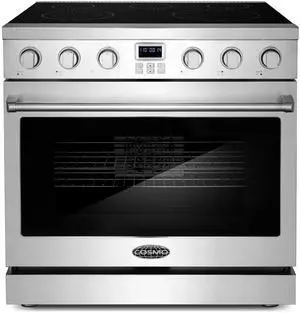 COSMO COS-ERC365KBD 36 in. 6.0 cu. ft. Electric Range with 5 Burner Glass Cooktop and Convection Oven, Stainless Steel
