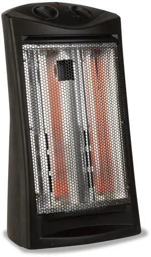 Infrared Radiant Quartz Tower Heater, 1500W Space Heater with Adjustable Thermostat, Portable Heater with 2 Settings, Personal Heater for Home and Office, BHTI06, Black