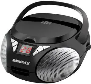 _Mega Brand MD6924 Portable Top Loading CD Boombox with AM/FM Stereo Radio in Black | CD-R/CD-RW Compatible | LED Display | AUX Input | Programmable CD Player | 1.6 watts of audio