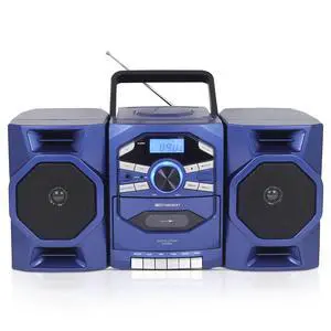 Portable CD Player Boombox with Cassette Player, Tape Recorder, AM/FM Radio, MP3 AUX Input, Detachable Speakers, AC/DC & Battery Operated Stereo System for Home, Travel, Indoor & Outdoor Use Portable CD Player Boombox with Cassette Player, Tape Recorder, AM/FM Radio, MP3 AUX Input, Detachable Speakers, AC/DC & Battery Operated Stereo System for Home, Travel, Indoor & Outdoor Use
