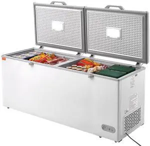 VEVOR Chest Freezer, 19.8 Cu.ft / 561 L Large Deep Freezer with Split Top Double Locking Lids, Freestanding Commercial Chest Freezer & 4 Removable Baskets, 7-Level Adjustable Temp, LED Light, 6 Wheels