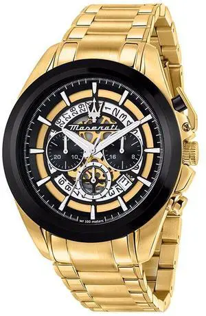 Maserati Traguardo Chronograph Gold Tone Stainless Steel Multicolor Skeleton Dial Quartz R8873612058 100M Men'S Watch Maserati Traguardo Chronograph Gold Tone Stainless Steel Multicolor Skeleton Dial Quartz R8873612058 100M Men'S Watch