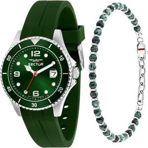 Sector 230 Silicone Strap Green Dial Quartz R3251161059 100M Men'S Watch With Extra Bracelet Sector 230 Silicone Strap Green Dial Quartz R3251161059 100M Men'S Watch With Extra Bracelet