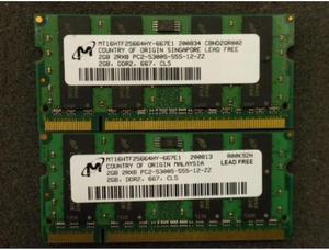 4GB 2x2GB 2Rx8 Non-ECC DDR2 PC2-5300S MT16HTF25664HY-667E1 Laptop Memory