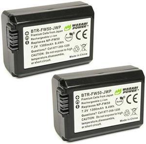 Wasabi Power Battery 2Pack for Sony NPFW50 Compatible with Alpha a7 a7 II a7R a7R II a7S a7S II a5000 a5100 a6000 a6300 a6500 NEX5T Cybershot DSCRX10 III and more