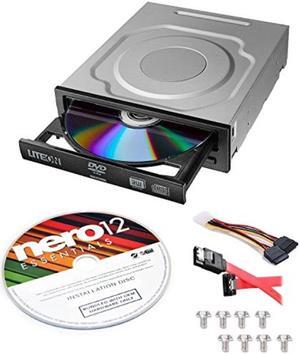 Lite-On 24X SATA Internal DVD+/-RW Drive Optical Drive IHAS124-14 + Nero 12 Essentials Burning Software + Sata Cable Kit