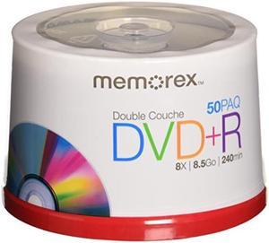 memorex 8.5 gb 8 x double layer dvd+r  50 pack spindle