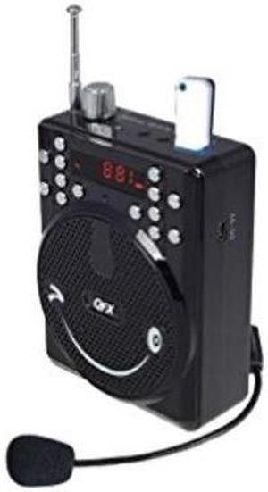 QFX BT-90 Portable PA System w/Bluetooth/FM/USB/MicroSD-In/Headset Mic - BLACK