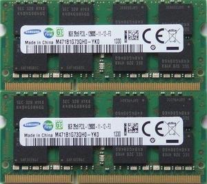 Samsung ram memory 16GB kit (2 x 8GB) DDR3 PC3L-12800,1600MHz, 204 PIN SODIMM for laptops