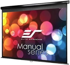 elite screens manual series, 100inch 4:3, pull down manual projector screen with auto lock, movie home theater 8k / 4k ultra hd 3d ready, 2year warranty , m100uwv1