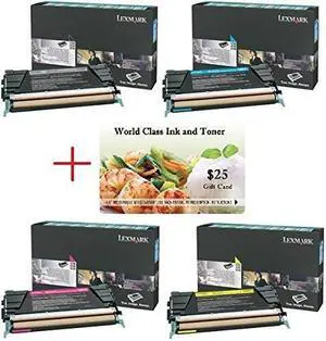 wci best value pack of all 4 genuine lexmark toners + free $25 restaurant gift card. 1 each of: 24b5807/24b5804/24b5805/24b5806. kcmy. for use in: lexmark cs736/xs734/xs736/xs738/xs748 series.