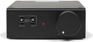 micca origain compact stereo integrated amplifier and dac, 50w x 2, 96khz/24bit, usb and optical s/pdif black