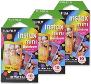 Fujifilm Instax Mini Film for Instant Film Camera - Rainbow, 10 Sheets/Pack x 3(total 30 Sheets)