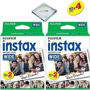 Fujifilm instax Wide Instant Film for Fujifilm instax Wide 300, 200, and 210 cameras w/ Microfiber Cloth by Quality Photo (40 Exposures)