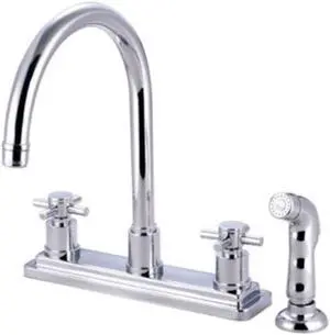 Kingston Brass KS8791DX 8 Inch Center Kitchen Faucet With Side Sprayer - Polished Chrome