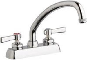 CHICAGO FAUCET W4D-L9E1-369AB Low Arc Kitchen Faucet, Manual, 4" Mount, 2 Hole