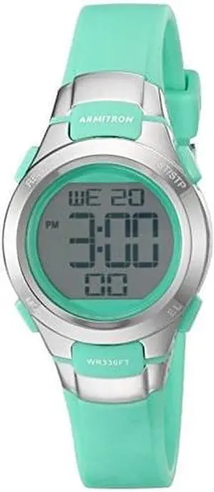 armitron sport women's 45/7012tel digital chronograph teal resin strap watch