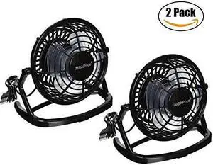 iMBAPrice(Pack of 2) 4" Quiet USB Mini Desktop Plastic Fan with ON/OFF Switch - Black