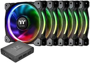 thermaltake riing plus 12 rgb tt premium edition 120mm software enabled circular 12 controllable led ring case/radiator fan  five pack  clf054pl12swa