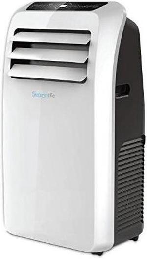 serenelife powerful portable room air conditioner, compact home a/c cooling unit. chilling 10,000 btu with builtin dehumidifier, fan modes, remote control, complete window mount exhaust kit