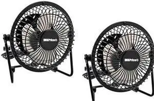 iMBAPrice (Pack of 2) 4" USB Mini Desktop Metal Fan with ON/OFF Switch for PC/Laptop (Black)