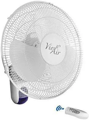 vie air 16" plastic wall fan with remote control in white